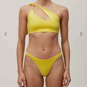 Baobab Never Worn Gold One-Shoulder Bikini Set